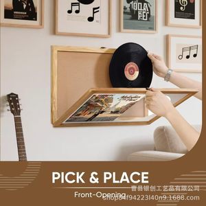 Wooden <b>Square</b> Vinyl Record <b>Frame</b> Wall Mounted Display <b>Frame</b> For Bedroom And Living Room Storage - Product Image 2