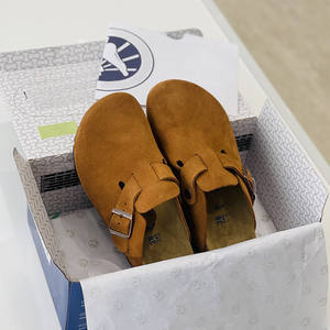 Nouvelles pantoufles de lit en liège souple Boston | Sandales en cuir de vachette véritable de style Birkenstocks | <span class=keywords><strong>Mules</strong></span> de luxe <span class=keywords><strong>orthopédiques</strong></span> unisexes - Product Image 1