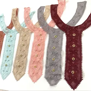 new style design embroidered polyester lace collar with rhinestone/beads multi color neck lace collar