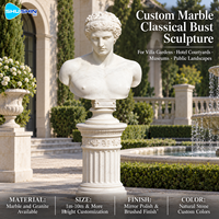 Buste classique en marbre romain, sculpture en pierre sculptée à la main, décor personnalisé sur piédestal pour villa, jardin, musée, cour, hôtel