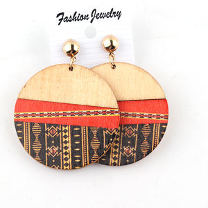 Nuovissimi Orecchini Africani Stampati Fatti a Mano in <span class=keywords><strong>Legno</strong></span> - Product Image 3