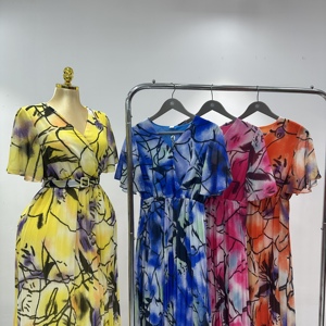 Nuovo <span class=keywords><strong>Abito</strong></span> Lungo Casual in Chiffon Stampato a Maniche Corte, Leggero e Traspirante, Ideale per Abbigliamento Femminile in Picnic e Raduni - Product Image 6