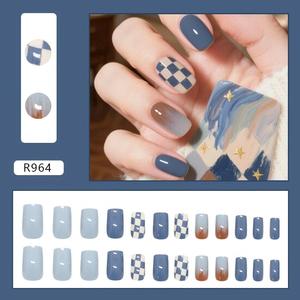 Uñas postizas cuadradas con diseño de rodajas de <span class=keywords><strong>naranja</strong></span> pintadas a mano, estilo fresco de verano, para minoristas de playa - Product Image 2