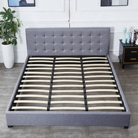 Vente en gros d'usine Sommier à lattes 140x200 cm Gris ou Noir Y compris Sommier à lattes avec housse en tissu Lit double rembourré