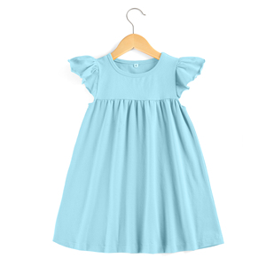 2023 NO MOQ Kids Girls abiti all'ingrosso Little Baby Blank Cotton Dress abbigliamento da ragazza - Product Image 2