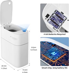 High Quality <b>Narrow</b> White Rectangular ABS Eco-Friendly Compact Space-Saving Standing Home Office <b>Storage</b> Bucket Privacy - Product Image 4