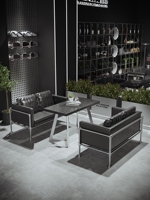 Ensemble table et chaises de bar de luxe personnalisé, style industriel, pour café, restaurant, loisirs, en métal, avec siège de canapé pour usage extérieur