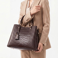 Sac fourre-tout chic en cuir croco gaufré avec poignée supérieure pour femme – Sacs à main professionnels spacieux et élégants – Sac bandoulière intemporel pour femme