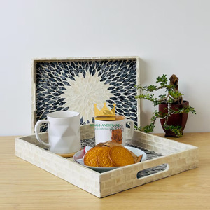 Nouvelle Arrivée Plateau de Service MOP Qualité Exclusive avec Incrustation d'Os pour la Décoration de Mariage - Product Image 2