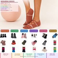 Chaussettes de yoga et de Pilates personnalisées OEM pour femmes, à cinq doigts, antidérapantes, avec soutien de la voûte plantaire, double adhérence au talon, respirantes, en coton, séchage rapide