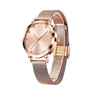 Rose Gold Quartz <b>Watch</b> for <b>Women</b> Round Dial Mesh Strap Luminous Hands 3 Bar Waterproof Wristwatch Gift - Product Image 3