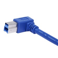Kabel Data USB 3.0 Male B Male Sudut Kanan 90 Derajat untuk Printer Hard Drive Enclosure Panjang 0.3m-3m Transfer Data Tembaga