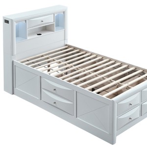 White <b>Storage</b> <b>Kids</b> Bed With Drawers And Headboard Shelf For Bedroom - Product Image 5