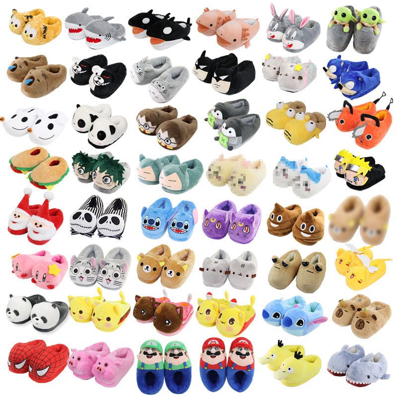 Anime Plush Slippers for Men Kawaii Warm Comfort