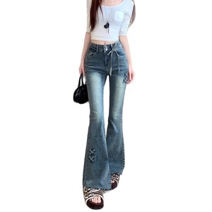 2026 Classic <b>Low</b> <b>Waisted</b> Micro <b>Flared</b> <b>Jeans</b> for Women's Spring Design, Double Breasted Loose Straight <b>Flared</b> Pants - Product Image 6