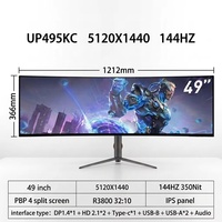 Nuevo Diseño de Monitor Curvo sin Marco de 49 Pulgadas 144 Hz 1ms para PC, Monitor LED LCD de 38, 40, 49 Pulgadas 2K 4K 5K para Gaming de PC