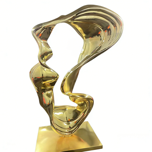 Escultura Abstracta Grande Personalizada de Acero Inoxidable, Arte Metálico Pulido con Acabado Espejo <span class=keywords><strong>Dorado</strong></span> Fluido para Vestíbulo de <span class=keywords><strong>Hotel</strong></span> - Product Image 2