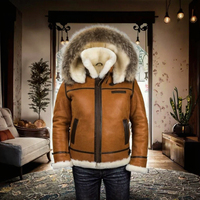 Blouson Bomber Vintage Hiver 2025 Homme en Cuir de Vachette Écologique Épais Chaud Coupe-Vent Respirant à Capuche Zippé Patchwork Personnalisable