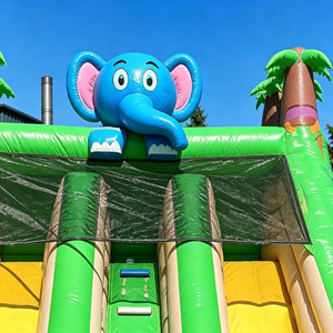 Tobogán Inflable Doble con Diseño de Animales de la Selva, Fácil de Inflar, para Jardín de Niños, Actividades con Animales Salvajes, de PVC - Product Image 3