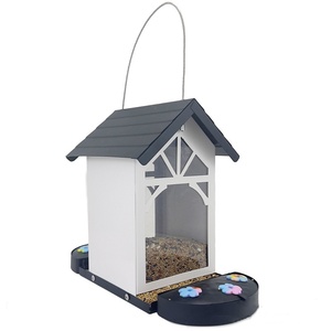 Mangeoires à oiseaux Oniya en fer thermolaqué avec 6 ports d'abreuvement et barrière anti-fourmis intégrée, mangeoire à oiseaux suspendue pour l'extérieur - Product Image 4