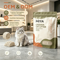 Litière pour chat en manioc à marque privée OEM, agglomération rapide, faible poussière, hautement absorbante, contrôle des odeurs, à base de plantes, biodégradable