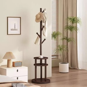 Perchero de madera maciza, giratorio, perchero de pie, perchero sencillo para interior junto a la cama, de lujo ligero y de alta gama. - Product Image 1