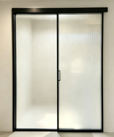 Porte coulissante moderne en alliage d'aluminium KOMPSTAR, porte suspendue en verre dépoli, bonne isolation acoustique, cloison pour la maison