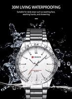 Montre à quartz de luxe étanche en acier inoxydable, lumineuse, personnalisée OEM, style minimaliste, haut de gamme pour les voyages d'affaires