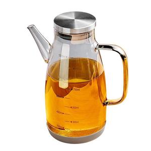 Glass Oil Bottle With Metal Lid 1000Ml Round See Through <b>Kitchen</b> Condiment <b>Storage</b> <b>Jar</b> <b>For</b> Soy Sauce Vinegar - Product Image 1