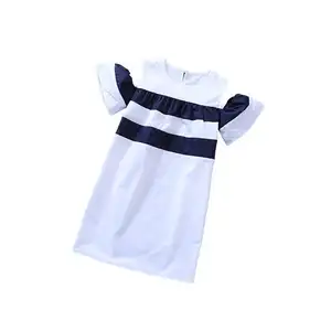 Color Stripe Maxi 8 Year Old Girl Party Kids Dresses With Different Types Materials Cotton Clothing