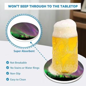 Posavasos Absorbentes <span class=keywords><strong>de</strong></span> Cerámica con Patrón <span class=keywords><strong>de</strong></span> Aurora Boreal Premium, con Base <span class=keywords><strong>de</strong></span> Corcho, para Protección <span class=keywords><strong>de</strong></span> Mesas <span class=keywords><strong>de</strong></span> Cocina, Hogar y Bar - Product Image 4