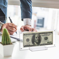 Cadre en acrylique pour billets de banque de 100 dollars (lot BEP) / Support de présentation de devises pour publicité écologique