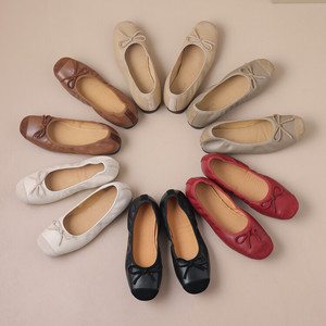 Scarpe basse personalizzate Xinzirain con suola morbida, logo personalizzato, in vera pelle, pieghevoli, da donna, stile <span class=keywords><strong>ballerine</strong></span>. - Product Image 3