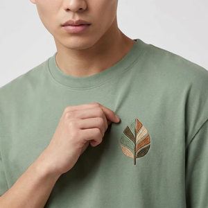 T-shirt surdimensionné personnalisé avec logo, en coton épais, à épaules tombantes, coupe carrée, broderie minimaliste feuille, idéal pour le quotidien – Meilleure vente - Product Image 2