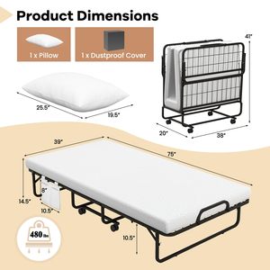 Có thể điều chỉnh duy nhất đôi foldaway giường khách cot sắt di động khung dày Bộ nhớ bọt nệm tối giản cho phòng ngủ phòng khách - Product Image 4