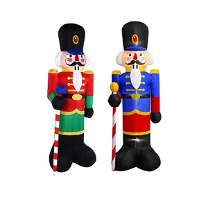 2 packs <span class=keywords><strong>de</strong></span> décorations gonflables <span class=keywords><strong>de</strong></span> Noël en polyester <span class=keywords><strong>de</strong></span> 2,4 m (8 pieds) en forme <span class=keywords><strong>de</strong></span> <span class=keywords><strong>soldat</strong></span> casse-noisette pour jardin/extérieur/terrasse (casse-noisette rouge/bleu) - Product Image 1