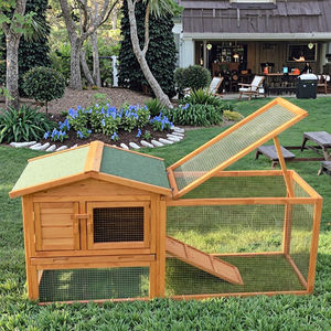 Jaula para Conejos de Madera Ecológica SDR015, para Interiores y Exteriores, Techo Impermeable Grande, Bandeja Antiderrames y Rampa para Conejos y Cobayas - Product Image 1