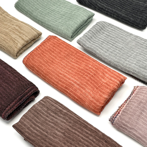 Écharpe tendance personnalisée en viscose et coton avec bordure en dentelle brodée arc-en-ciel, teinte à la main couleur vieillie, pour femmes musulmanes, châle 2026 - Product Image 1