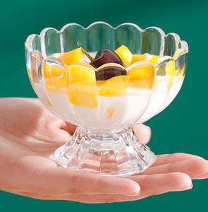 Pequena Flor Bonito Forma Tulipa Tigelas De Sobremesa De Vidro Copos De Sorvete Transparente Home Fruit Salad Fruit Glasses Cup - Product Image 1