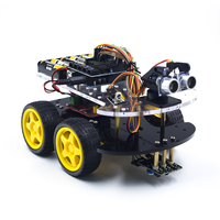 KUONGSHUN Kit de voiture robot éducatif pour Arduino UNO R3, mini planche à pain 4WD, 170 points, programmation, bricolage