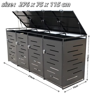 276X75X115 cm Jardín de metal Cuádruple Fácil montaje <span class=keywords><strong>Madera</strong></span> tratada a presión natural para 4 contenedores Caja de contenedores con ruedas para exteriores - Product Image 3