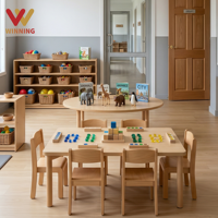 Ensemble table et chaises Montessori pour enfants d'âge préscolaire, mobilier de classe en contreplaqué de bouleau pour centre d'apprentissage et équipement de garderie