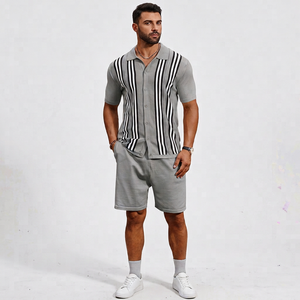 2026 Wholesale Summer Men's Casual Shorts <b>Set</b> Plain Color Solid 100% Cotton Jersey Quick Dry Knitted Customized Logo <b>Twin</b> <b>Set</b> - Product Image 1