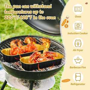 Pack 750ml Disposable Aluminum <b>Foil</b> Baking Pan Take Out Food <b>Container</b> With Flat Plate Lid - Product Image 4