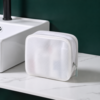 Sac de toilette de voyage en maille blanche imperméable, sac de rangement portable pour cosmétiques et maquillage, sac de shopping portable en gros