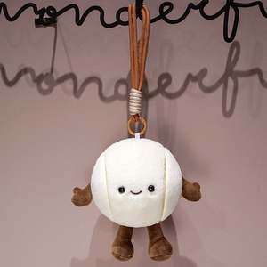 Porte-clés en peluche mignon en forme de ballon de sport, trois styles : volley-ball, football, baseball, mini pendentif, breloque de sac, cadeau pour les fans de sport et les adolescents - Product Image 2