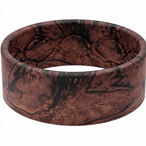 Cincin Kawin Pria Groove Life Nomad Silikon Berlapis Emas Rose & Platinum dengan Setting Cakar Hati 8mm, Ukuran 11, Nyaman Dipakai - Product Image 3