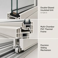 Ventana Corredera de PVC con Doble Acristalamiento y Protección Contra Huracanes, Vidrio Tintado para Casas Costeras en las Bahamas, Personalizada