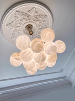 Lustre sphérique en albâtre et cuivre doré, globe de luxe à bulles, style espagnol, hauteur réglable, éclairage LED haute luminosité pour restaurant et hall