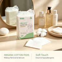 Tampons démaquillants ronds jetables en coton biologique naturel pour le visage, OEM/ODM d'usine, tampons de coton cosmétiques pour le visage